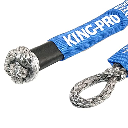 KING-PRO Synthetic Shackle 3/8"x16" Soft Shackle 24,200lbs Breaking Strength Recovery Soft Shackle with Protective Sleeves for JEEP ATV UTV SUV Light Truck and Power Sport Equipment 2-Pack (Blue-Gray) - Image 5