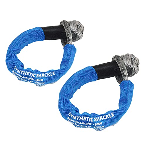 KING-PRO Synthetic Shackle 3/8"x16" Soft Shackle 24,200lbs Breaking Strength Recovery Soft Shackle with Protective Sleeves for JEEP ATV UTV SUV Light Truck and Power Sport Equipment 2-Pack (Blue-Gray) - Image 4