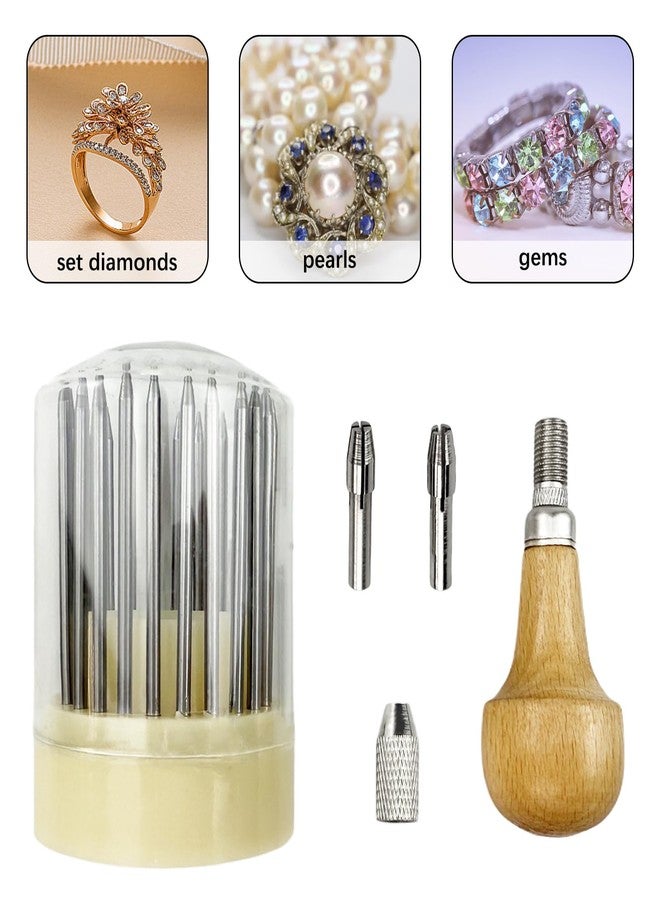 Flylin 23Pcs Beading Tools, Metal Handmade Beader Set for Diamond Stone, Professional Jewelry Setting Graver, Stone Setting Beading Tool Kit for DIY Crafting Jewelry Making - Image 4