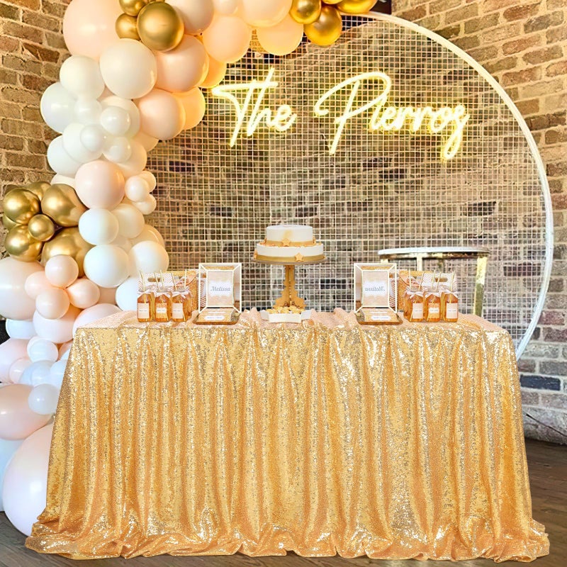 SoarDream Gold Sequin Table Cloth 90x156 Inch Rectangle Glitter Tablecloth Party Table Cover for Party Banquet Birthday Wedding Decoration