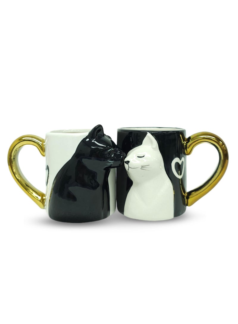 Excefore Couple Gifts Cat Coffee Mug Set, Ceramic Tea Cups for Bride and Groom, Matching Gift for 2023 Anniversary, Wedding Gifts, Engagement for Lovers, Girlfriend, Wife, Cat Lovers 14oz  - Image 1