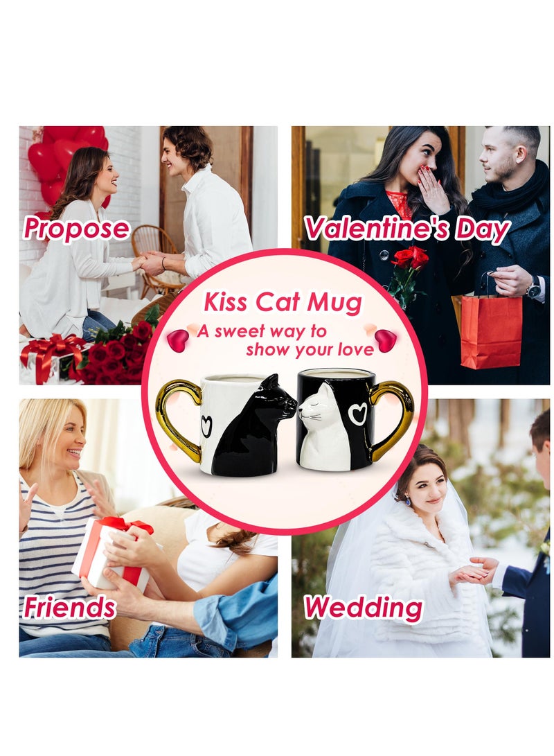 Excefore Couple Gifts Cat Coffee Mug Set, Ceramic Tea Cups for Bride and Groom, Matching Gift for 2023 Anniversary, Wedding Gifts, Engagement for Lovers, Girlfriend, Wife, Cat Lovers 14oz  - Image 5