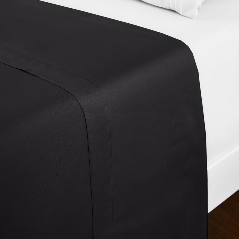 Mellanni King Size Flat Sheet  Iconic Collection Bedding  Hotel Luxury Extra Soft Cooling  Wrinkle Fade Stain Resistant  1 Flat Sheet Only King Black - Image 1