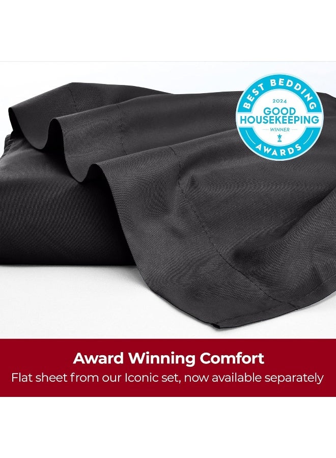 Mellanni King Size Flat Sheet  Iconic Collection Bedding  Hotel Luxury Extra Soft Cooling  Wrinkle Fade Stain Resistant  1 Flat Sheet Only King Black - Image 4