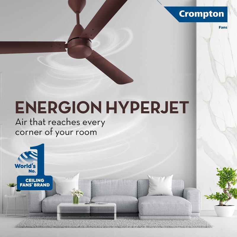Crompton مروحة سقف كرومبتون إنيرجيون هايبرجيت 1200 مم BLDC | تحكم عن بعد بنقطة أي مكان | تصنيف 5 نجوم BEE موفرة للطاقة | توصيل هواء فائق | مقاومة للصدأ | ضمان المصنع لمدة عامين | بني - Image 2