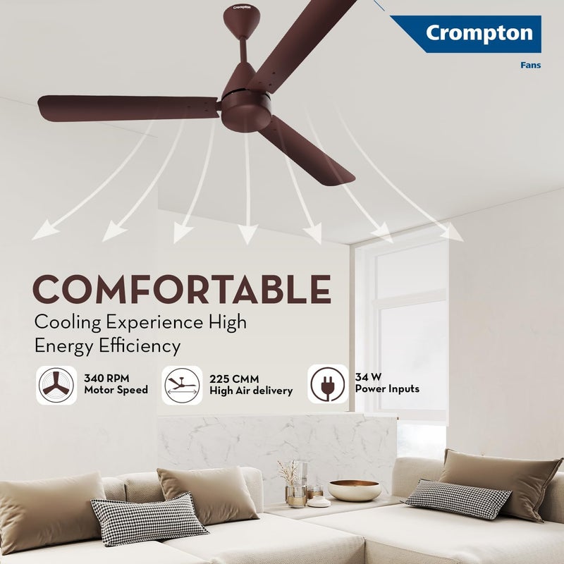 Crompton مروحة سقف كرومبتون إنيرجيون هايبرجيت 1200 مم BLDC | تحكم عن بعد بنقطة أي مكان | تصنيف 5 نجوم BEE موفرة للطاقة | توصيل هواء فائق | مقاومة للصدأ | ضمان المصنع لمدة عامين | بني - Image 4
