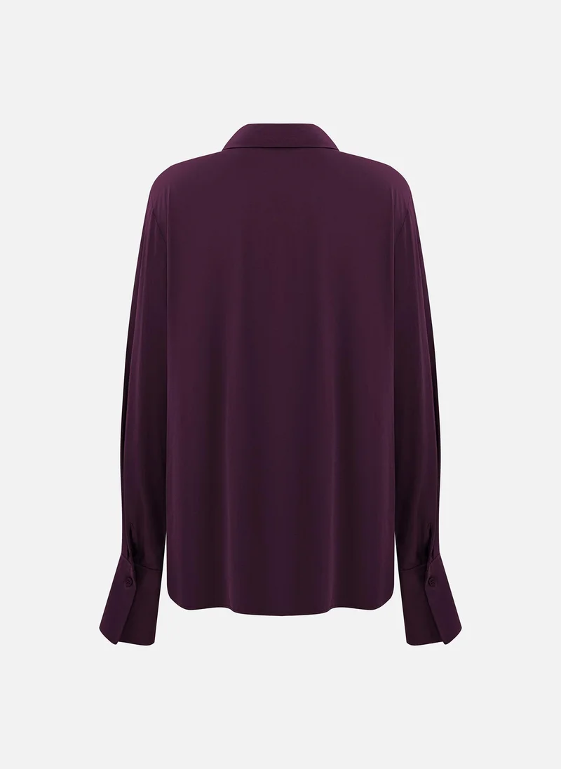Lichi Satin shirt with concealed buttons