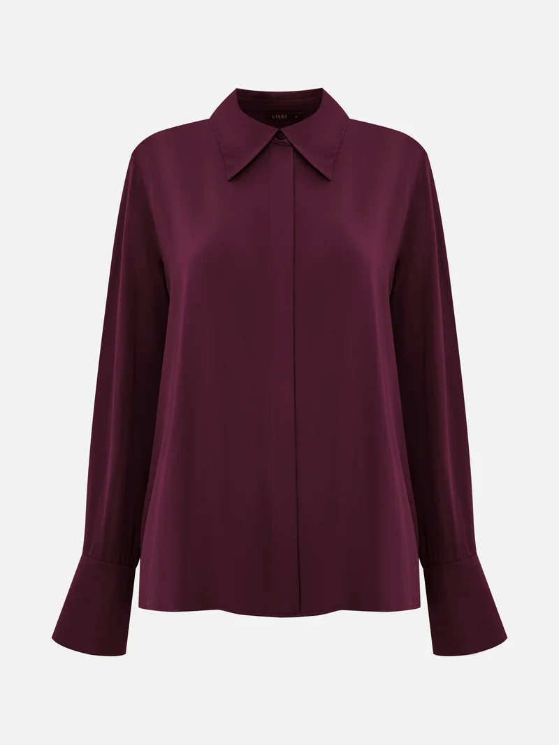Lichi  Satin shirt with concealed buttons for Women | Best Price UAE