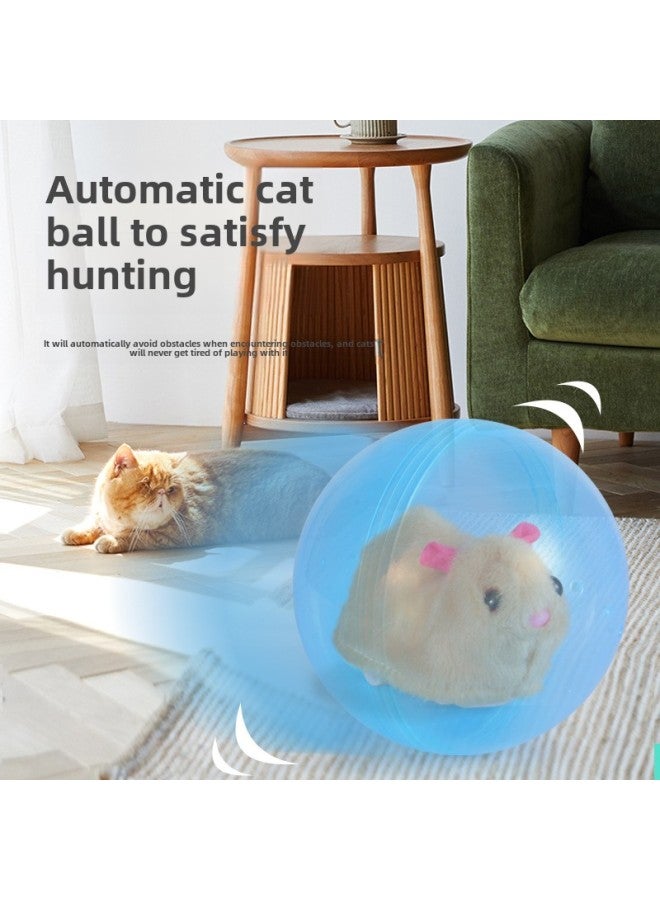 لعبة محاكاة كهربائية للأطفال على شكل أرنب كرة هامستر من القطيفة اللطيفة على شكل دمية ممتعة للقطط لعبة للأيدي الحرة - اللون: كرة زرقاء أرنب أبيض صغير - المواصفات: تأتي مع بطاريات قياسية - Image 4