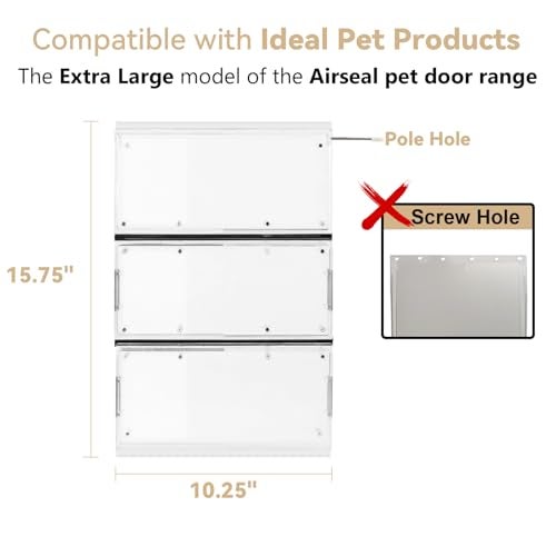 AirVows 3Panel Airseal Pet Door Replacement Flap4 Durable Spare Rubber StripsCompatible with Ideal Pet Product 1025x1575 Extra Large Pet DoorEasy Installation - Image 3