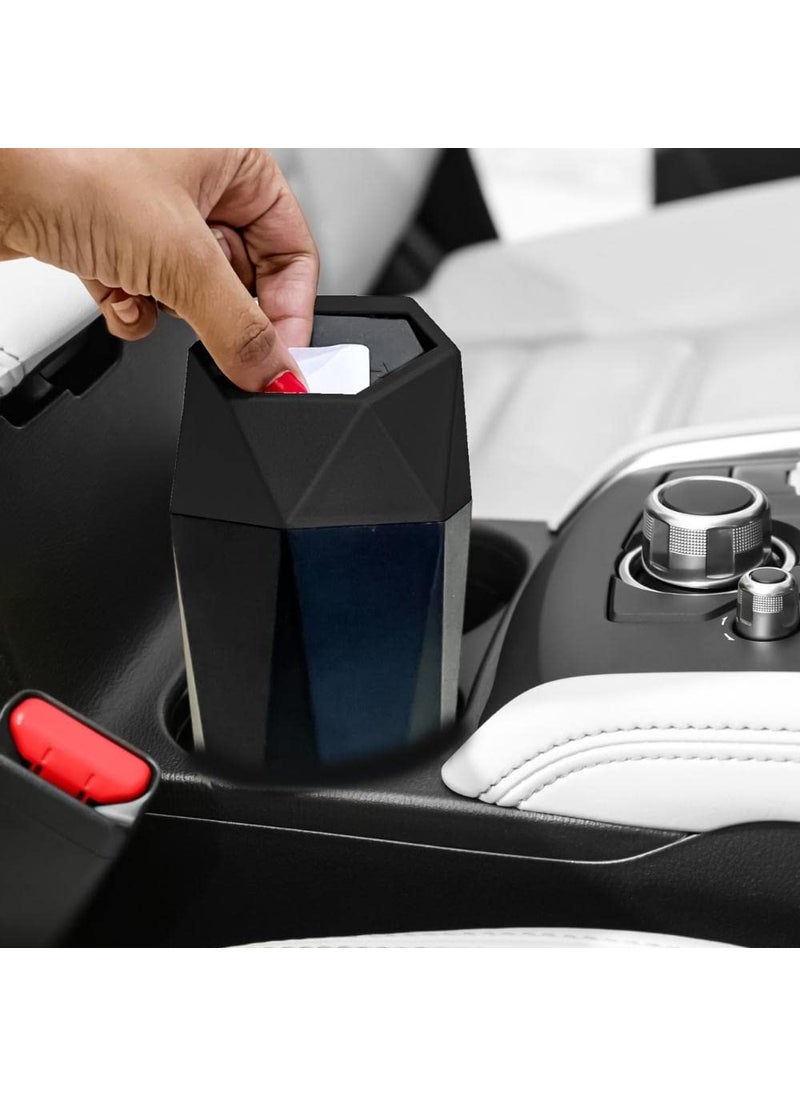 Involve your senses Involve Car Trash Can with Lid Mini Portable Auto Garbage Can Small Leakproof Diamond Design Trash Dustbin for Automotive Car Home Office Kitchen Bedroom Black 2 pcs Involve Accessories  - Image 3