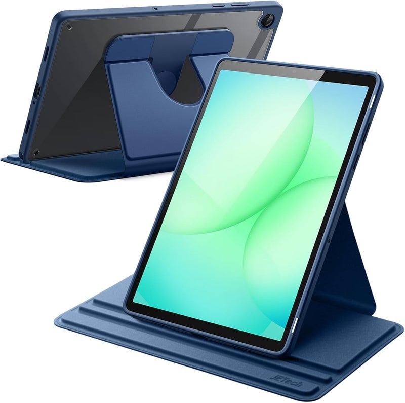 Jetech Rotating Case for Samsung Galaxy Tab A11+/A11 Plus, 360 Degree Rotation Protective Stand Cover Clear Back, Multi-Angle Viewing, Auto Wake/Sleep (Navy) - Image 1