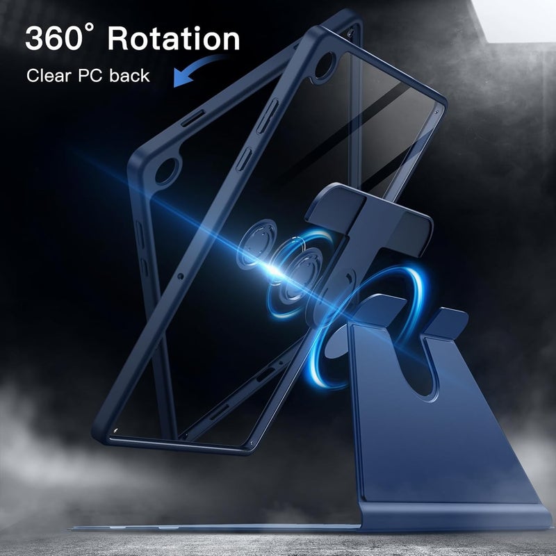 Jetech Rotating Case for Samsung Galaxy Tab A11+/A11 Plus, 360 Degree Rotation Protective Stand Cover Clear Back, Multi-Angle Viewing, Auto Wake/Sleep (Navy) - Image 3