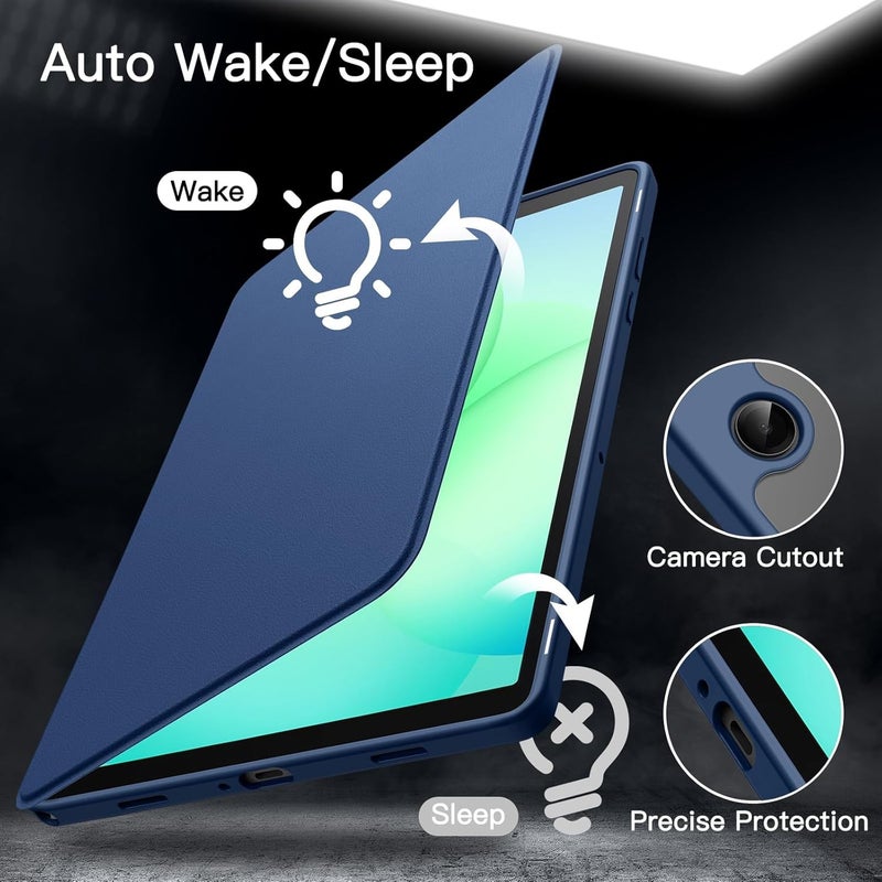 Jetech Rotating Case for Samsung Galaxy Tab A11+/A11 Plus, 360 Degree Rotation Protective Stand Cover Clear Back, Multi-Angle Viewing, Auto Wake/Sleep (Navy) - Image 5