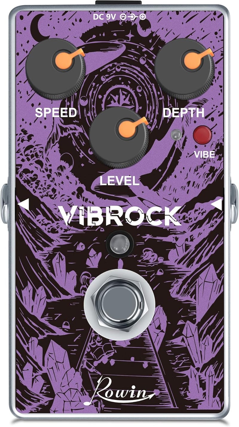 Rowin VIBROCK Chorus-Tremolo Monoblock Pedal Full Size Modulation Guitar Pedal True Bypass RE-02 - Image 1