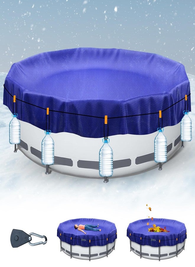 ZHSX 15ft Pool Covers for Above Ground Pools,Royal Blue Round Winter Pool Cover,Mesh Tarp Keeps Out Debris, Cold and Uv Resistant,Rope & Cable Included - Image 1