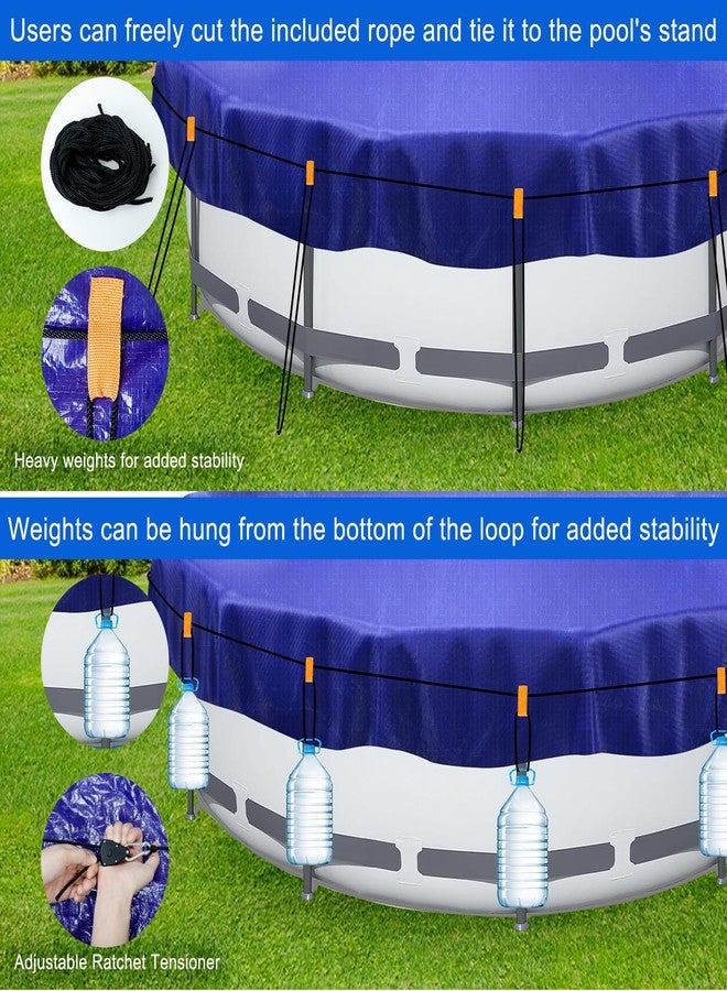 ZHSX 15ft Pool Covers for Above Ground Pools,Royal Blue Round Winter Pool Cover,Mesh Tarp Keeps Out Debris, Cold and Uv Resistant,Rope & Cable Included - Image 4