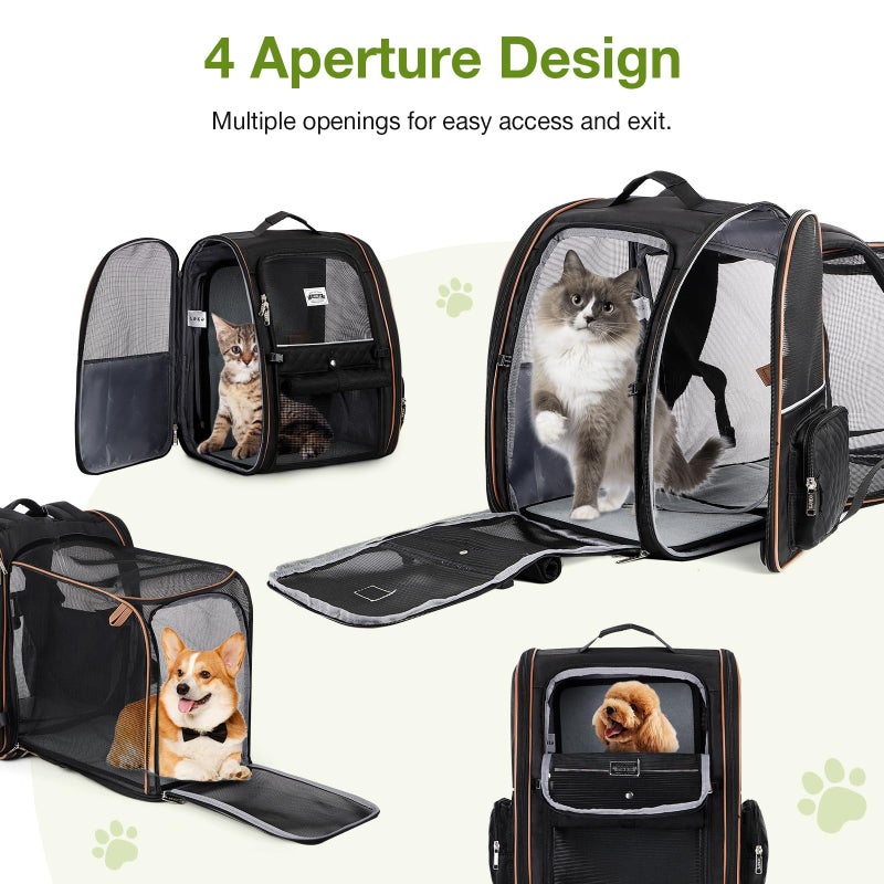 Lekebobor Large Cat Backpack Carrier Expandable Pet Carrier Backpack for Small Dogs Medium Cats Fit Up to 18 Lbs, Dog Backpack Carrier, Foldable Puppy Backpack Carrier for Travel, Black - Image 5
