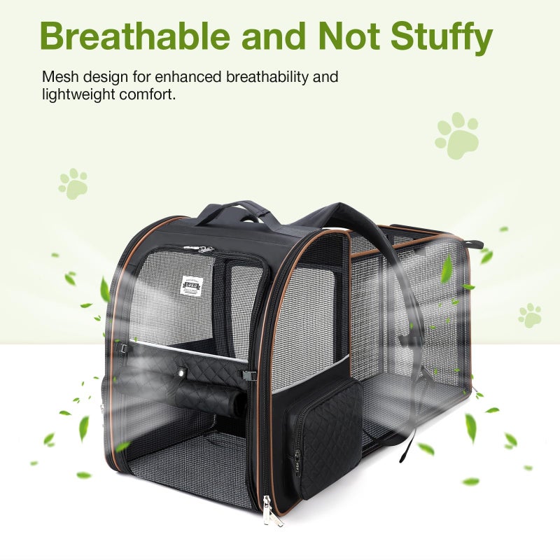 Lekebobor Large Cat Backpack Carrier Expandable Pet Carrier Backpack for Small Dogs Medium Cats Fit Up to 18 Lbs, Dog Backpack Carrier, Foldable Puppy Backpack Carrier for Travel, Black - Image 3