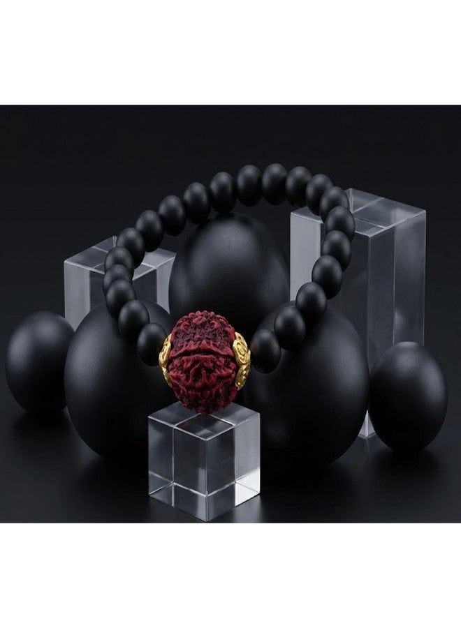 JFL - Jewellery for Less Valentine's Special Matte Finish Black Onyx Stone with Panch Mukhi Rudraksha Stretchable Bracelet for Women and Girls- for Girlfriend/Wife.,Valentine - Image 4