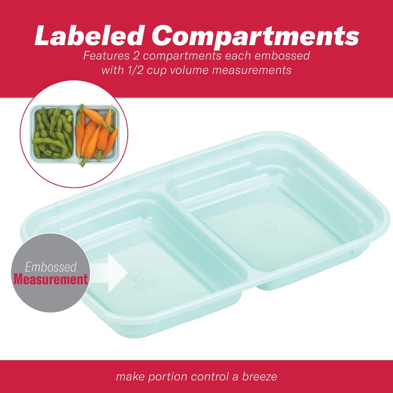 GoodCook 2-Compartment Food Storage Container Set with Snap-Shut Lids, Reusable Divided Snack Containers with Lids, Set of 10, Blue - Image 4