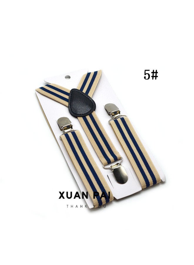 Children's 2.5cm Strap Clip Vintage Striped Series Boys And Girls Universal Suspender Belt Baby Autumn And Winter Pants Clip