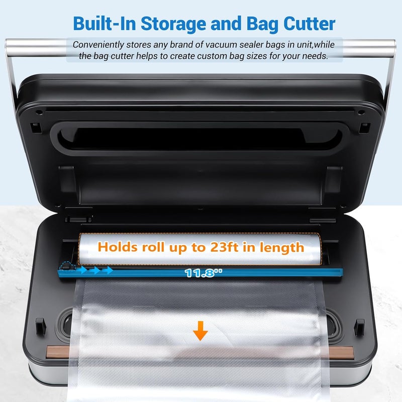 INKBIRD INKBIRD Home Food Vacuum Sealer Machine INKVS04 with Starter Kit Dual Motor Dual Pump Multiple Functions Countdown LED Builtin Cutter and Bag Storage with Overheat Protection UK Plug  - Image 3