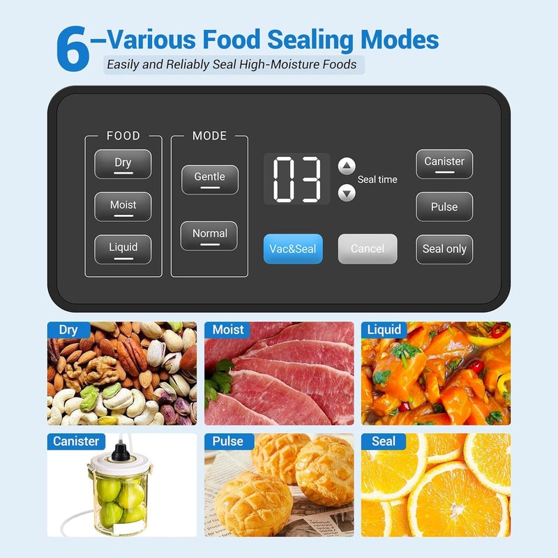 INKBIRD INKBIRD Home Food Vacuum Sealer Machine INKVS04 with Starter Kit Dual Motor Dual Pump Multiple Functions Countdown LED Builtin Cutter and Bag Storage with Overheat Protection UK Plug  - Image 4