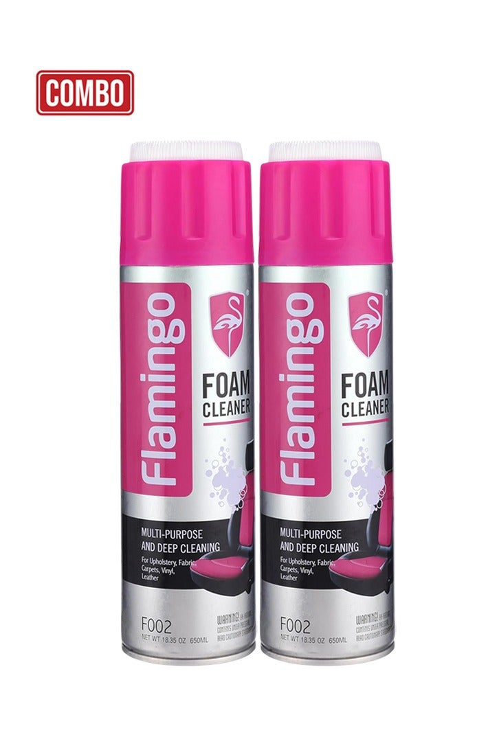 منظف رغوي متعدد الأغراض من قطعتين بسعة 650 مل لتنظيف الأسطح الداخلية للسيارة والمفروشات والأقمشة والجلود والفينيل والسجاد والتنظيف المنزلي F002 - Image 1
