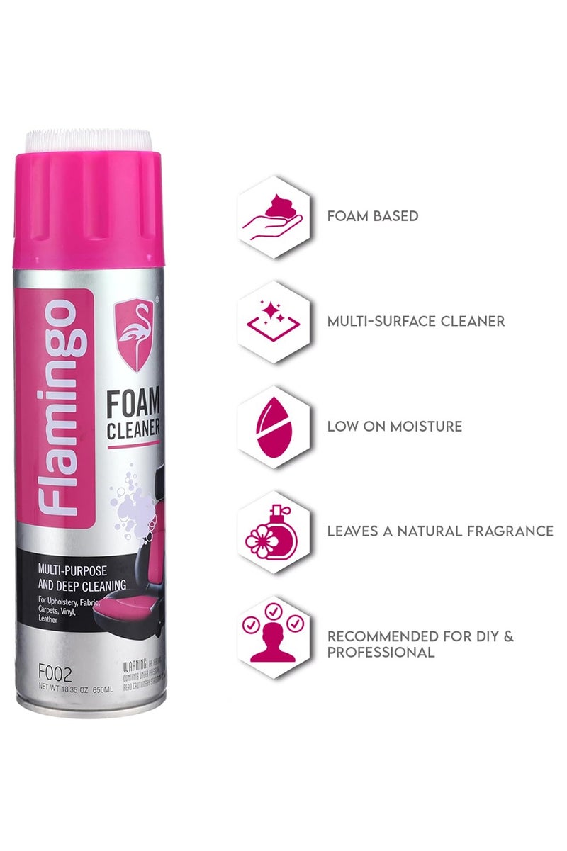منظف رغوي متعدد الأغراض من قطعتين بسعة 650 مل لتنظيف الأسطح الداخلية للسيارة والمفروشات والأقمشة والجلود والفينيل والسجاد والتنظيف المنزلي F002 - Image 5