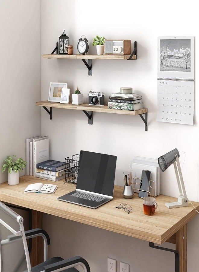 VarietyVoyageD 4pcs Rustic Wood Floating Shelves, Wall Mounted Storage Rack, Photo & Vase Display Shelf, Wall Decor, Home Decor, Aesthetics Room Decor, Storage & Organization For Bathroom, Bedroom, Living Room - Image 5