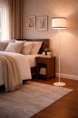 tu casa Metal Floor Lamp (Foldable) - Standing Lamp for Living Room & Bedroom, Elegant Home Decor Item, (Black Stripe Shade) - Image 2