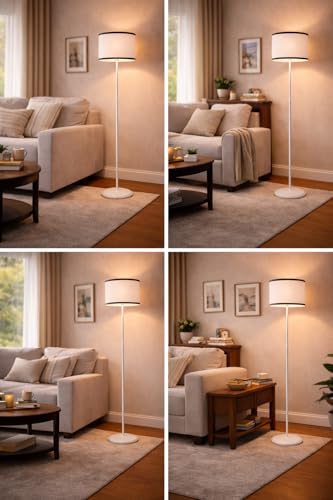 tu casa Metal Floor Lamp (Foldable) - Standing Lamp for Living Room & Bedroom, Elegant Home Decor Item, (Black Stripe Shade) - Image 3