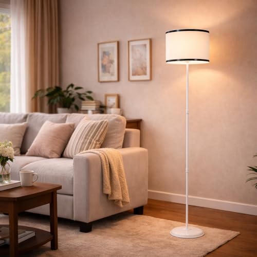 tu casa Metal Floor Lamp (Foldable) - Standing Lamp for Living Room & Bedroom, Elegant Home Decor Item, (Black Stripe Shade) - Image 1