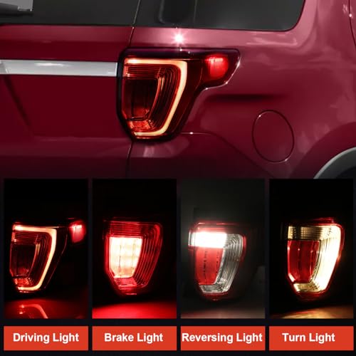 Lathsy Tail Light Compatible With 2016 2017 2018 2019 Ford Explorer Right Passenger Side LED Taillight with Harness and Bulbs Replace FB5Z13404A - Image 3