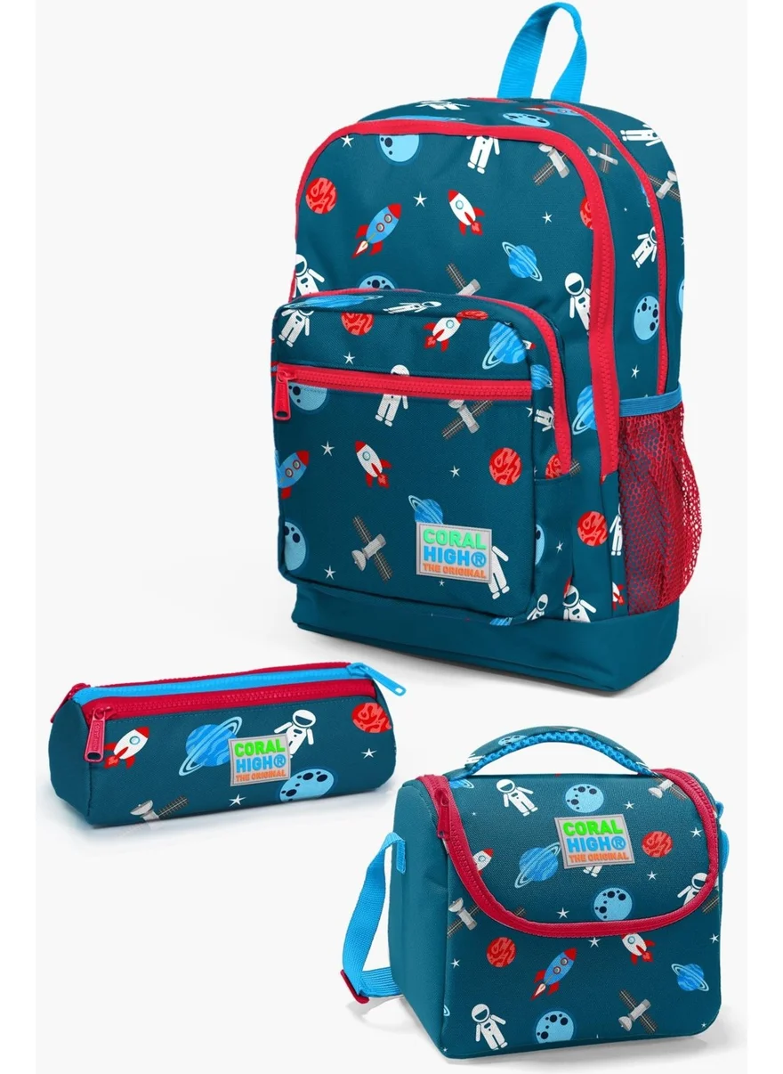 CORAL HIGH Kids Civit Red Space Patterned 3-Piece School Bag Set SET0123116