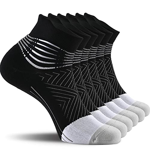 IRAMY Compression Ankle Support Running Socks Women Coolmax Wicking 3 Pairs Quarter Athletic Cushioned Plantar Fasciitis Socks - Image 1