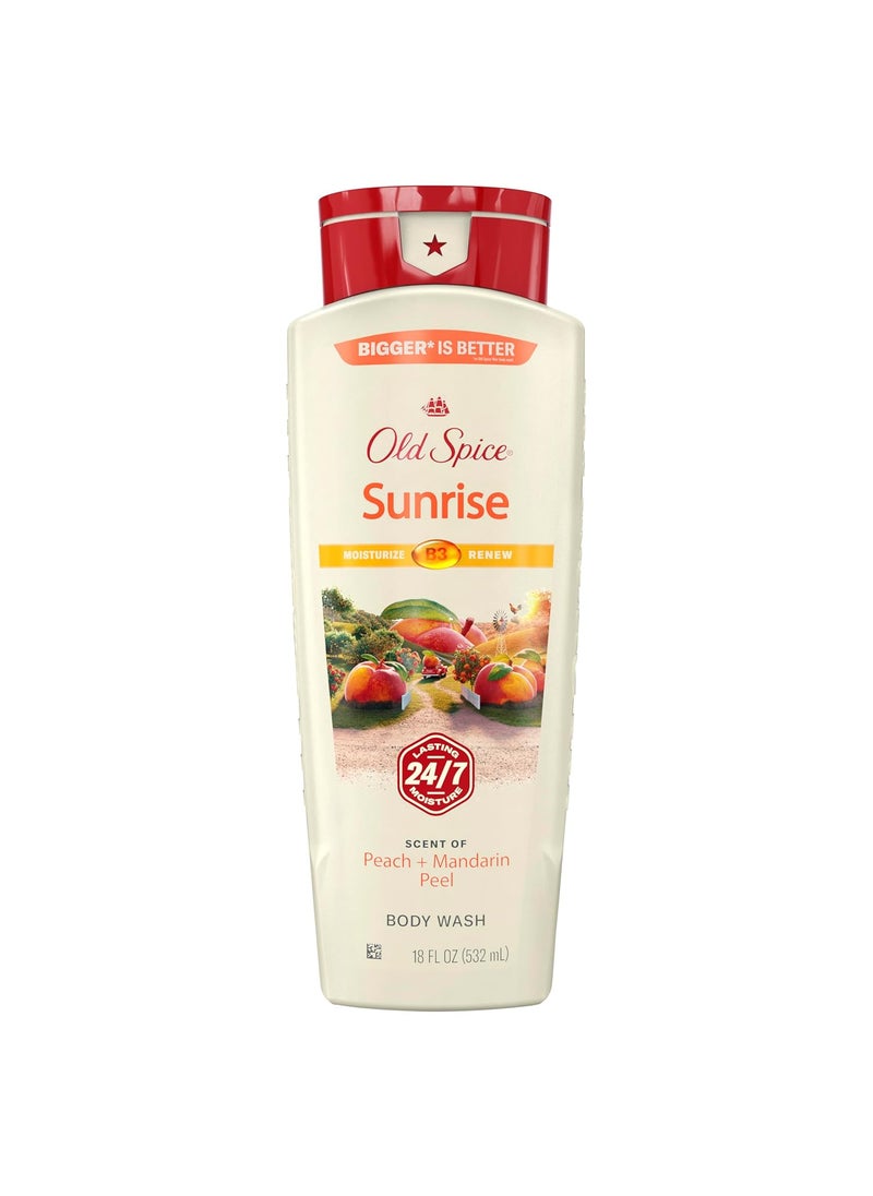 Old Spice - Old Spice Cleansing Body Wash for Men 247 Shower Fresh with Lasting Scent Moisturize  Renew Gentle on Skin Vitamin B3 Sunrise with Peach  Mandarin Peel Scent 18 oz - Image 1