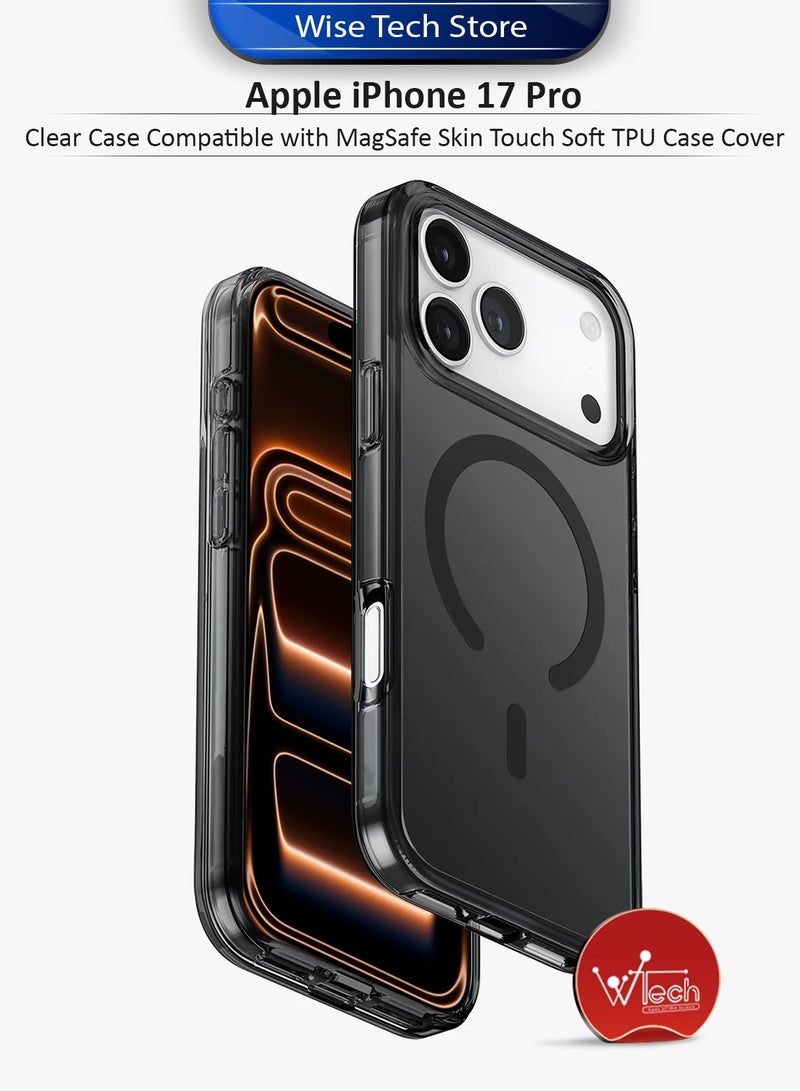 دبليو تيك غطاء شفاف لهاتف آبل آيفون 17 برو 5G 2025 متوافق مع MagSafe بملمس ناعم من TPU (MCMPMN) - أسود - Image 1