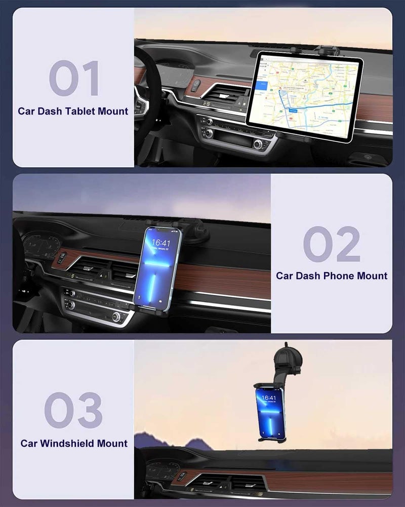 Cuxwill Tablet Mount Car Dashboard Holder for 4-13" Devices with Strong Suction Cup - Image 4
