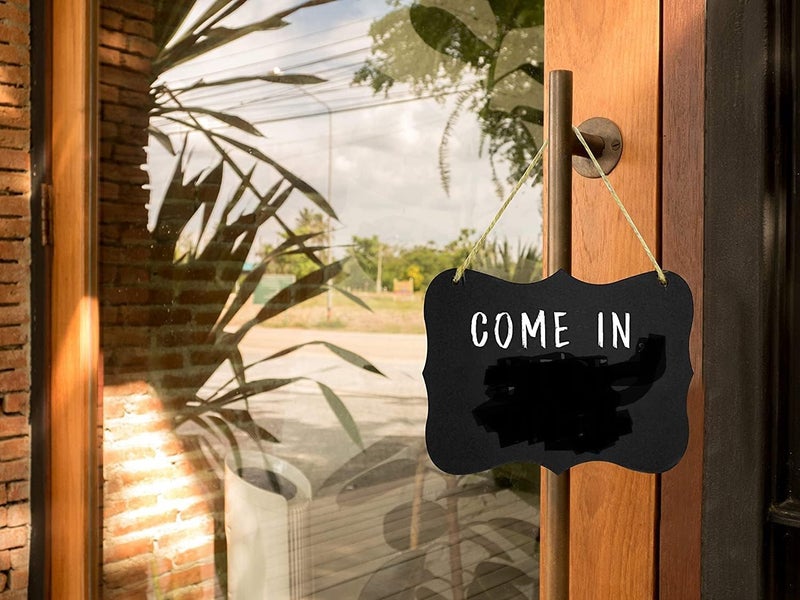 D-worthy Wooden Double Sided Hanging Chalkboard, Memo Message Board, Vintage Erasable Sign with Hanging String for Wedding Kitchen Home Party Decoration (Black-Clouds) - Image 5
