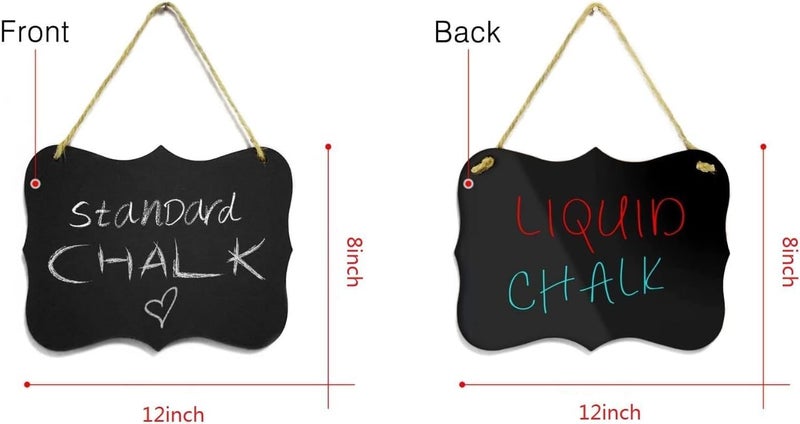 D-worthy Wooden Double Sided Hanging Chalkboard, Memo Message Board, Vintage Erasable Sign with Hanging String for Wedding Kitchen Home Party Decoration (Black-Clouds) - Image 2