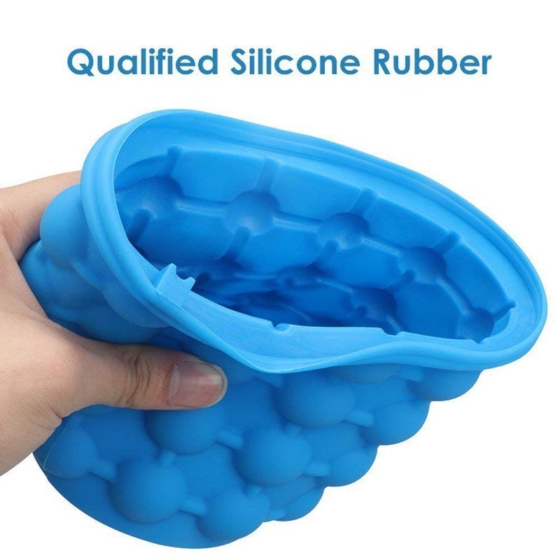 SHOPECOM Silicone Ice Cube Tray 2pcs Stainless Steel Ice Cube Tray with Lid Flexible Ice Ball Makers for Whiskey Wine Beer Home Party and Picnic Blue - Image 3