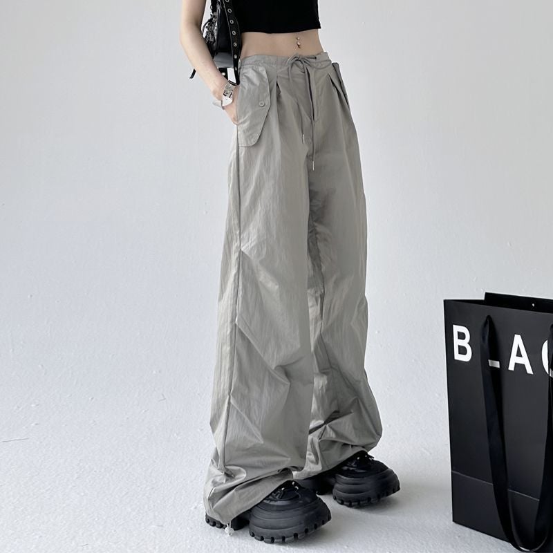 Street Overalls For Women Summer Style Parachute Casual Loose High Waist Slim Wide Leg Pants - Image 5