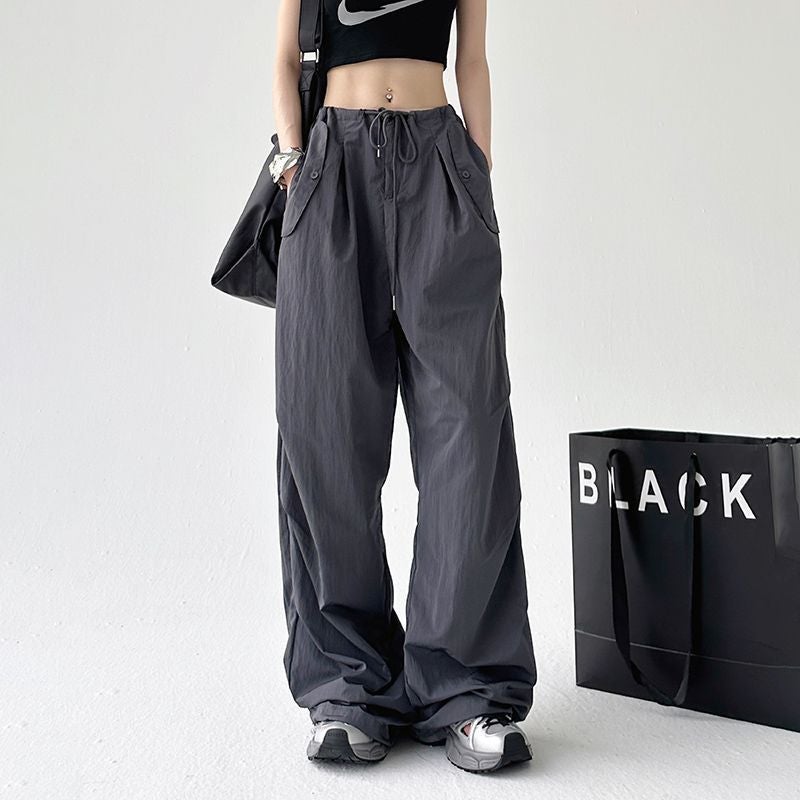 Street Overalls For Women Summer Style Parachute Casual Loose High Waist Slim Wide Leg Pants - Image 2