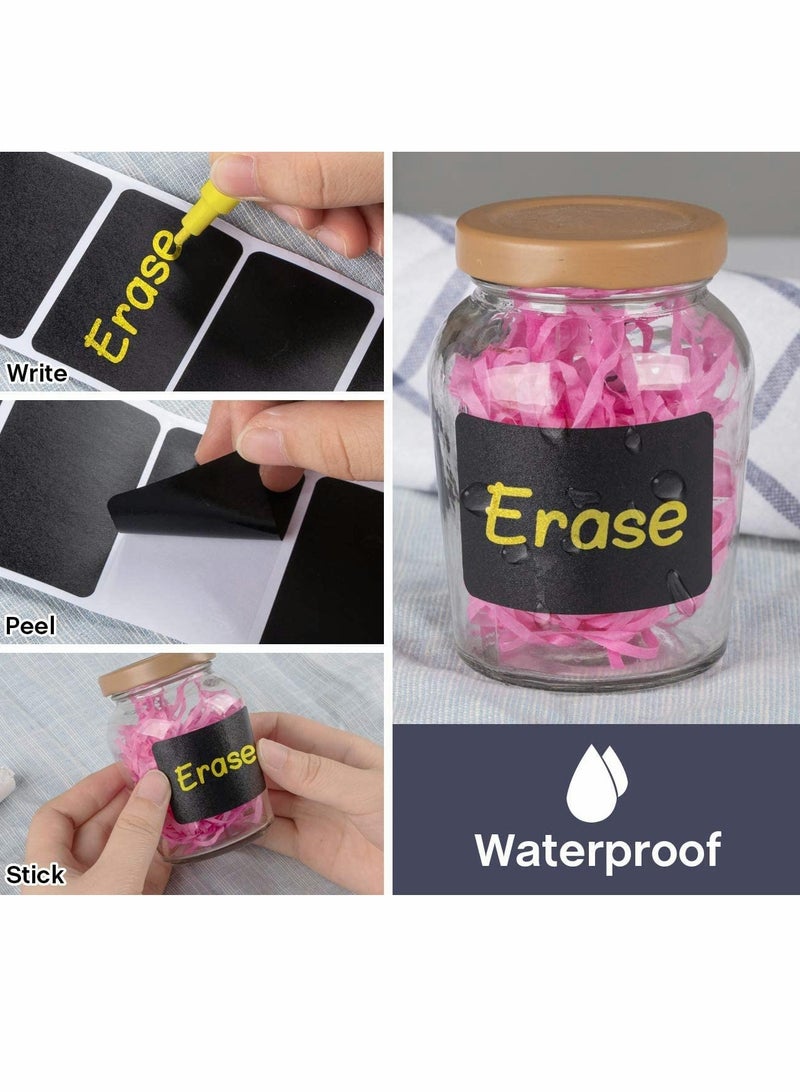 Zikra Chalkboard Labels, 300Pcs Chalkboard Labels, Waterproof Reusable Blackboard Stickers with 2 Liquid Chalk Makers (White+Yellow) - Image 4