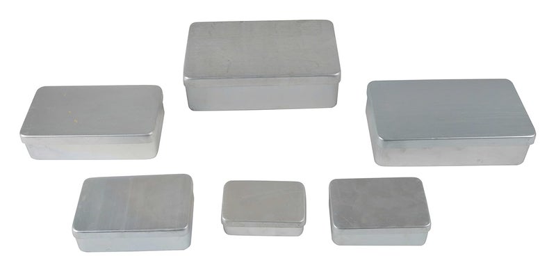 Jayco Aluminum Rectangular Small Storage Box/Dabbi (Silver, 4"-5"-6"-7"-8"-9") - Set Pack of 6 - Image 5