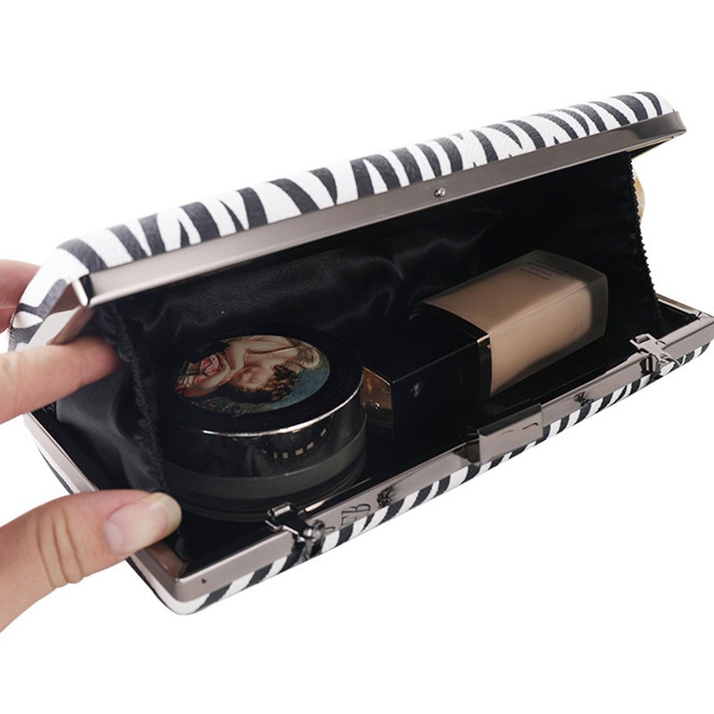 2 pcs Decorative Evening Bag Striped Lady Handbag Portable Cosmetics Storage Bag - Image 3