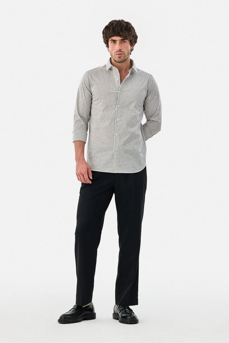 SNITCH قميص كاروهات دقيق بقصة ضيقة ومرونة