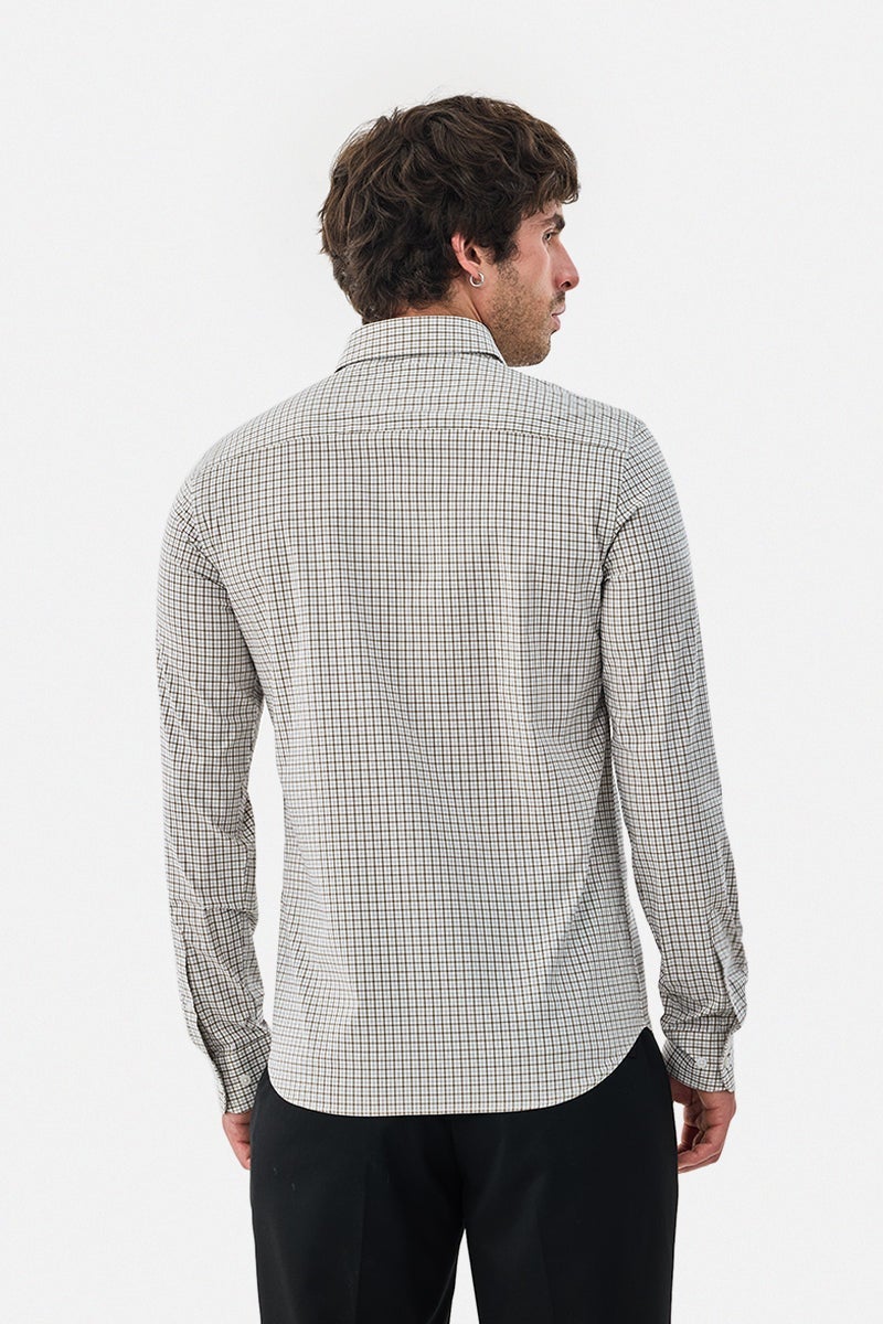 SNITCH Slim Fit Stretch Micro Checks Shirt - Image 5